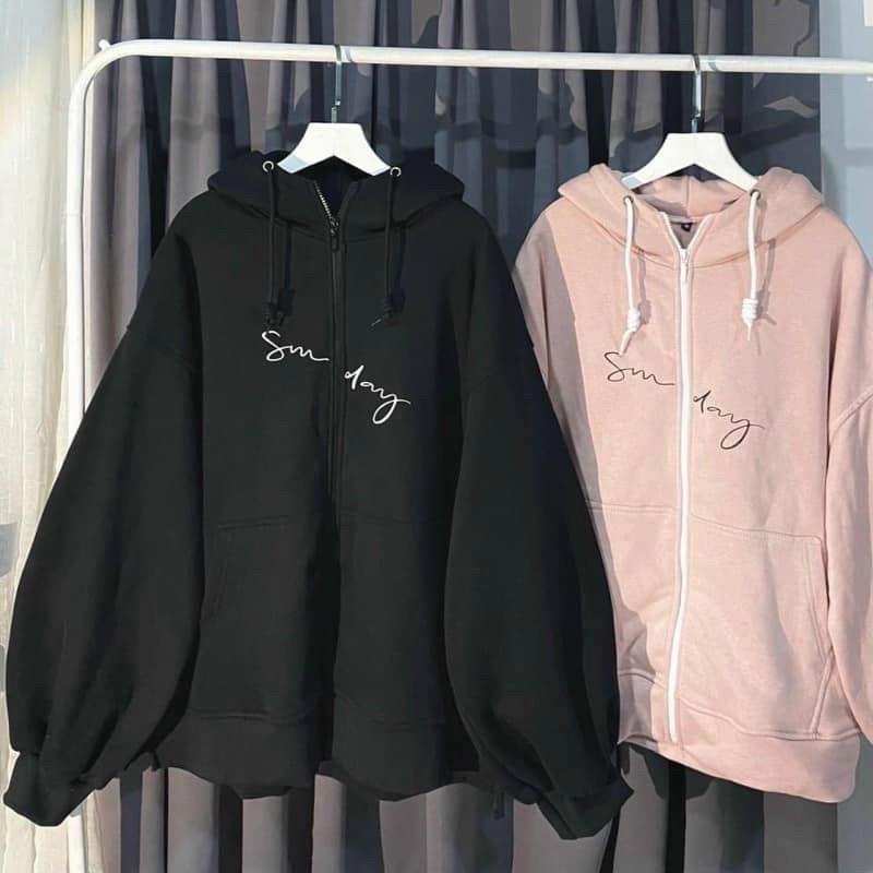 Áo khoác nỉ lót bông Sunday unisex full zip (Ảnh Thậ) Áo Khoác Nỉ Lót Bông Dây Kéo  form rộng ullzang Unisex