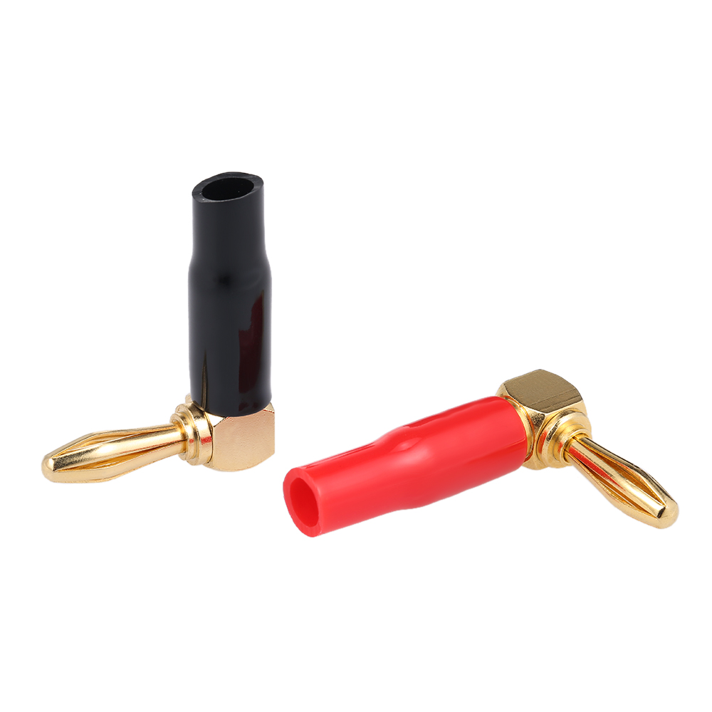 Đầu Nối Với Phích Cắm Chuối Màu Đen + Đỏ Ở Góc Phải Mạ 24 K- Nhiều Màu