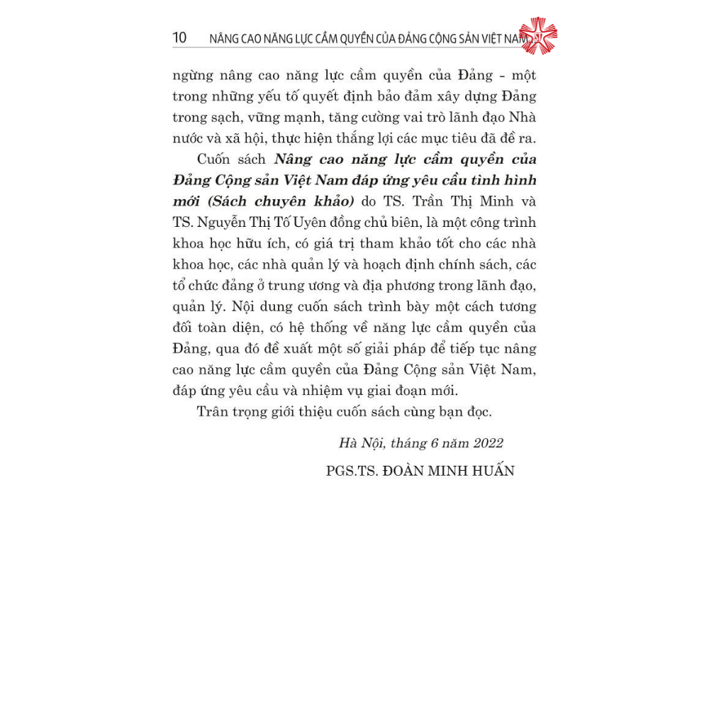 Nâng cao năng lực cầm quyền của Đảng Cộng sản Việt Nam đáp ứng yêu cầu tình hình mới (Sách chuyên khảo)