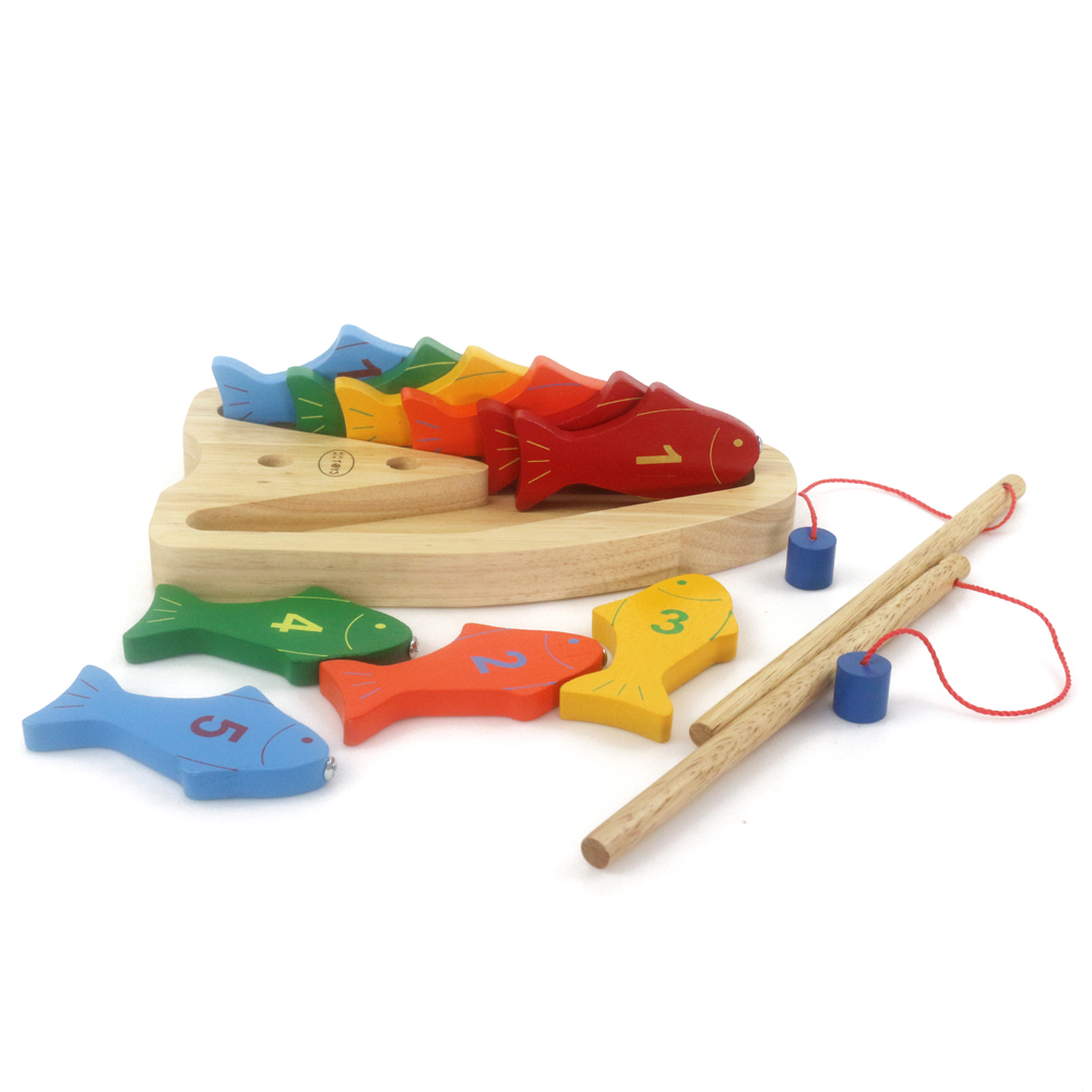 Đồ chơi câu cá cho bé, Bộ câu 10 cá số - Đồ chơi gỗ Winwintoys