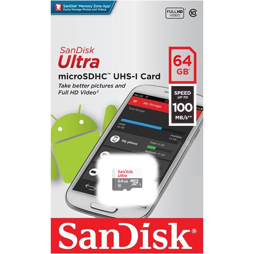 Thẻ nhớ microSD Sandisk Ultra 100MB/s 64GB - Hàng Nhập Khẩu