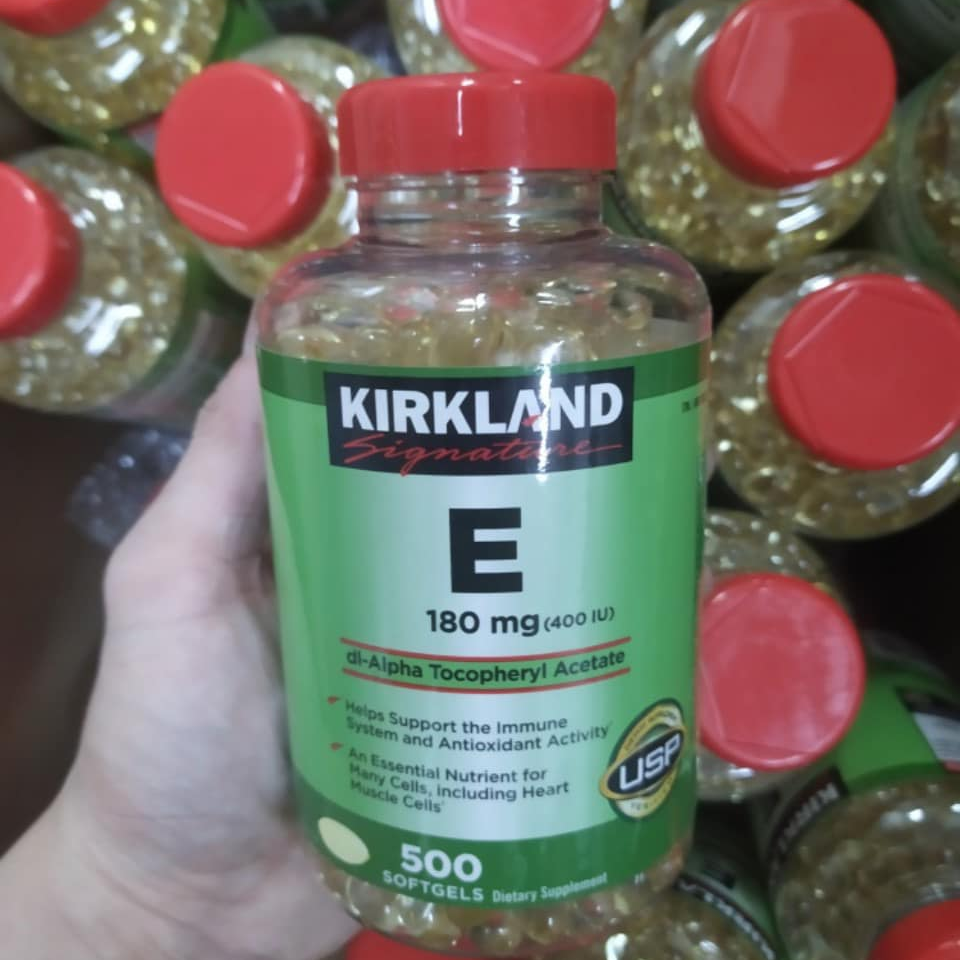 Vitamin E Mỹ Kirkland Signature E 180mg  – Chống Oxy hóa mạnh, làm chậm quá trình lão, đẹp da, tóc và tốt cho tim mạch - Massel Official - 500 Viên