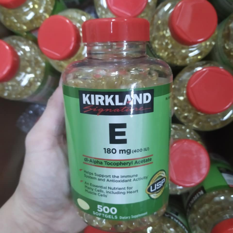 Hình ảnh Vitamin E Mỹ Kirkland Signature E 180mg  – Chống Oxy hóa mạnh, làm chậm quá trình lão, đẹp da, tóc và tốt cho tim mạch - Massel Official - 500 Viên