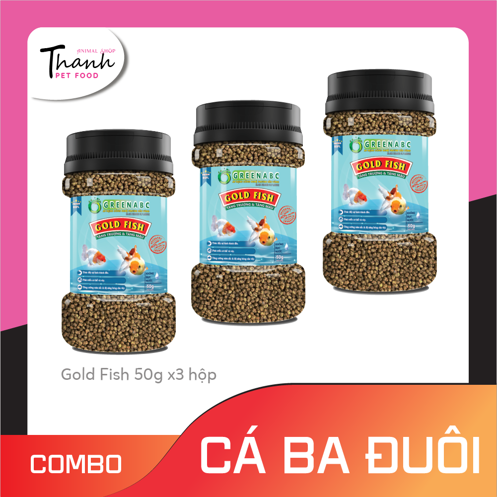 Thức ăn GoldFish GREENABC – Cá 3 đuôi – Cá vàng – Độ đạm 40% giúp thúc đẩy hình thành đầu, lên màu đẹp, dáng đẹp – Hộp 50g