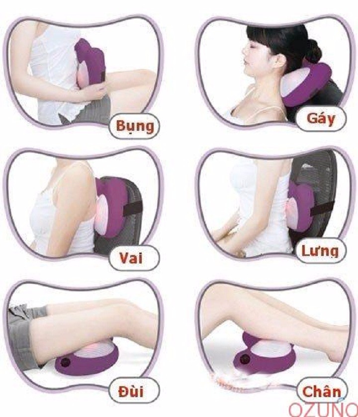 Gối Massage Hồng Ngoại 6 Bi - Công Nghệ Nhật - Cao Cấp - Màu Ngẫu Nhiên