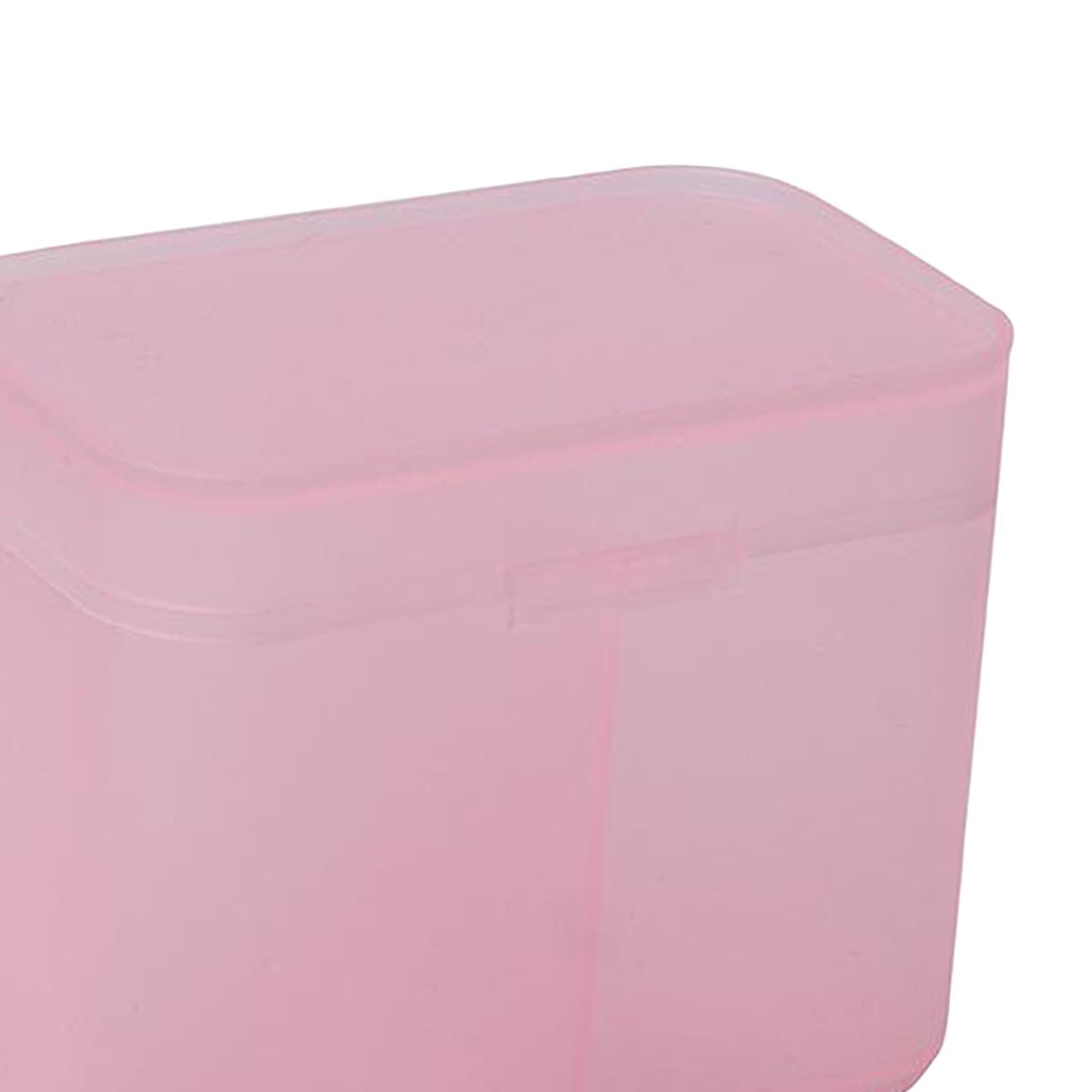 2xPlastic Organizer Holder Cotton Swab Nail Towels Makeup Pads Storage Pink