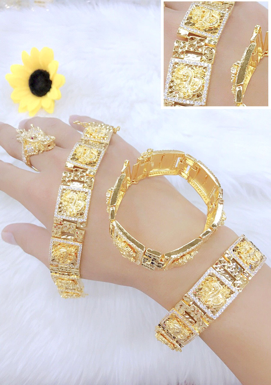 Lắc Tay Nam Chạm Rồng Mẫu 130.17.01 - Tặng Kèm Hộp Trang Sức - Mang Đi Chơi, Đi Tiệc Rất Sang