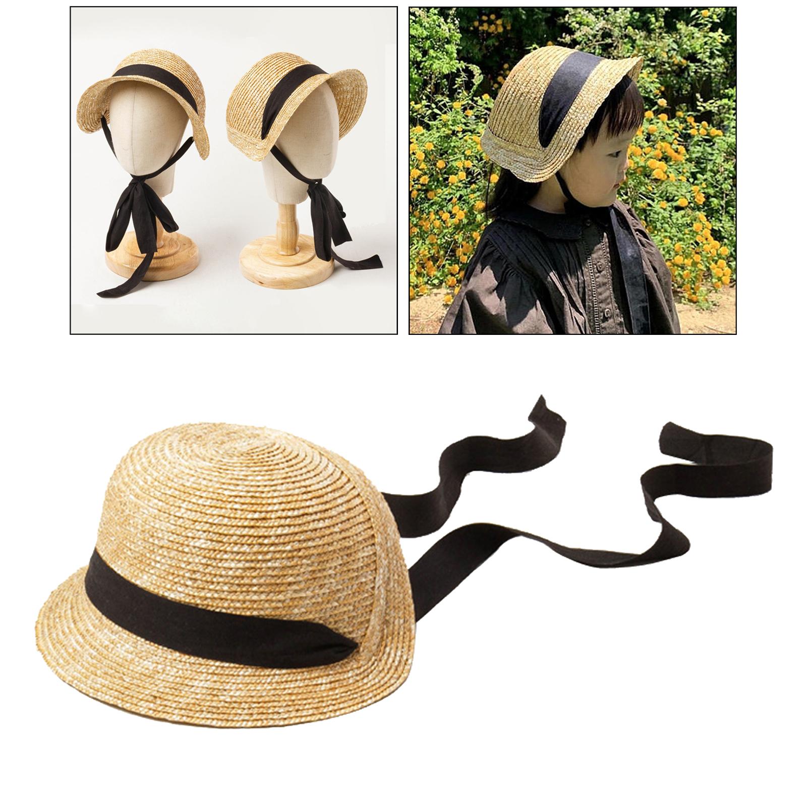 Kids Girls Straw Hat Beach Sun Protection Cap for Children Outdoor Activity
