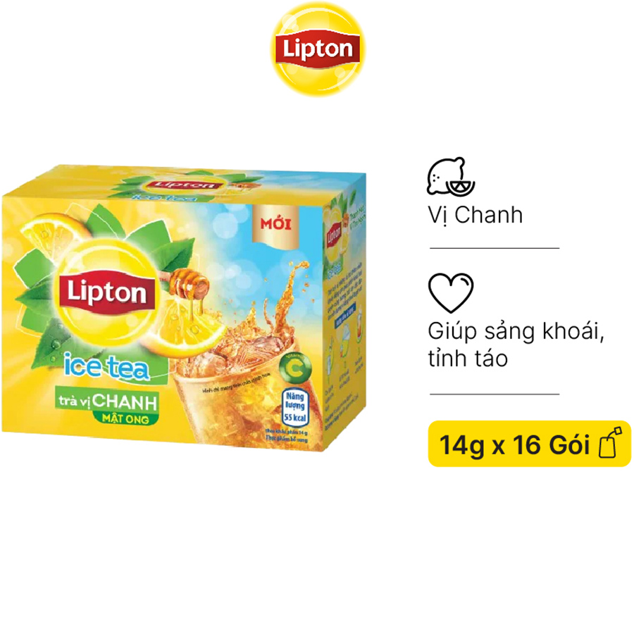 Hộp 16 Gói Trà Hòa Tan Lipton Ice Tea Chanh Mật Ong 14g/gói