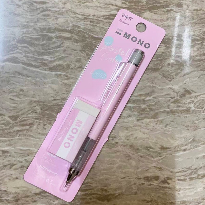 Combo Bút Chì Lắc Tombow Mono Graph Kèm Gôm Lớn PPA-242 Phiên Bản Giới Hạn Ngòi 0.5mm Màu Pastel Phong Cách Nhật Bản