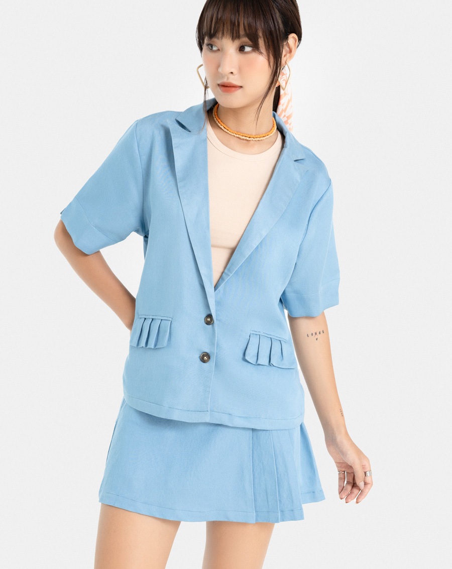 Áo Blazer Nữ Thời Trang JUNO Tay Ngắn JNKHC009