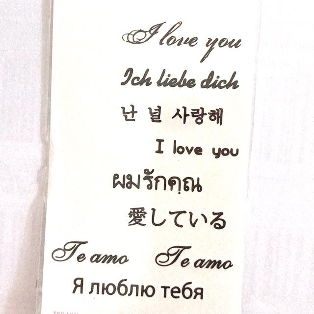 Hình xăm dán các kiểu chữ yêu 10x6cm- tặng đồng size khi mua từ 5 tấm