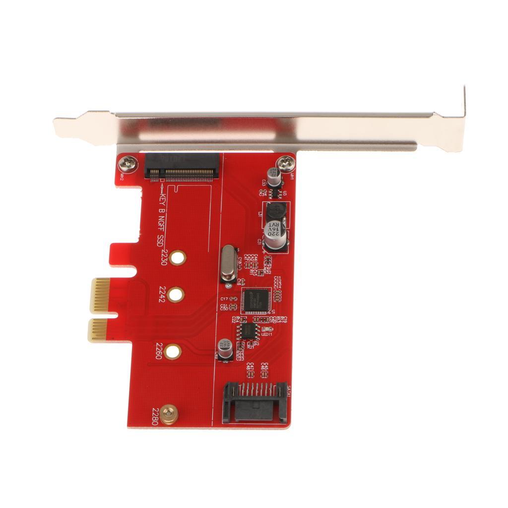 PCI-E Express 2.0 to NGFF M.2 B-Key SSD+ SATAIII Combo Adapter Converter