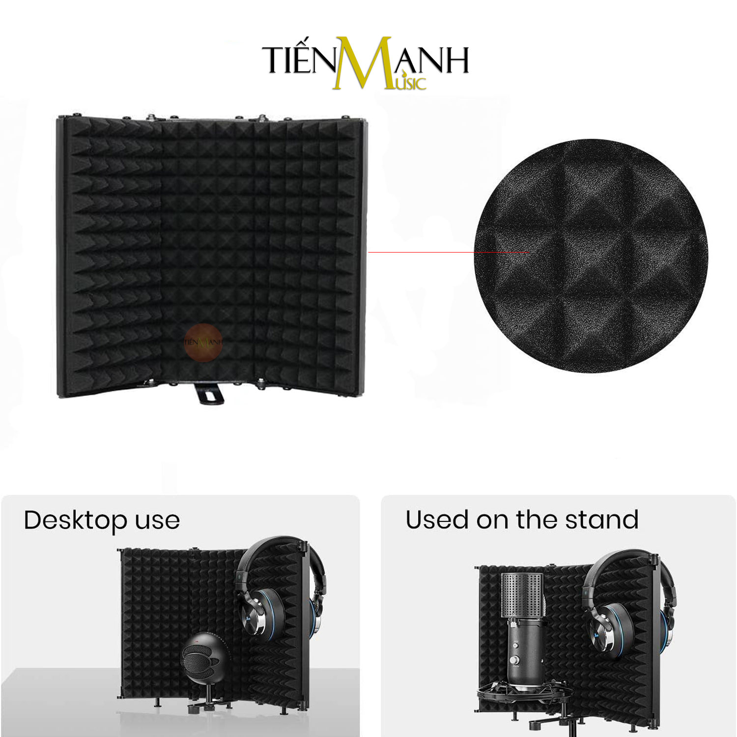 Màng Vách Chắn Tiêu Âm Cho Micro Phòng Thu Loại 3 Cánh Dr.Mic SIC-03 Mic Vocal Booth Màn Tấm Khung Vành Chống Dội, Vang, Tiếng Ồn Hàng Chính Hãng - Kèm Móng Gẩy DreamMaker