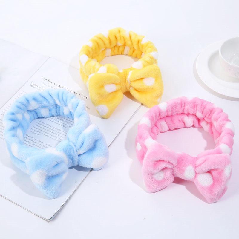 Băng đô nơ chấm bi, băng đô turban rửa mặt trang điểm kiểu dáng cute BD28