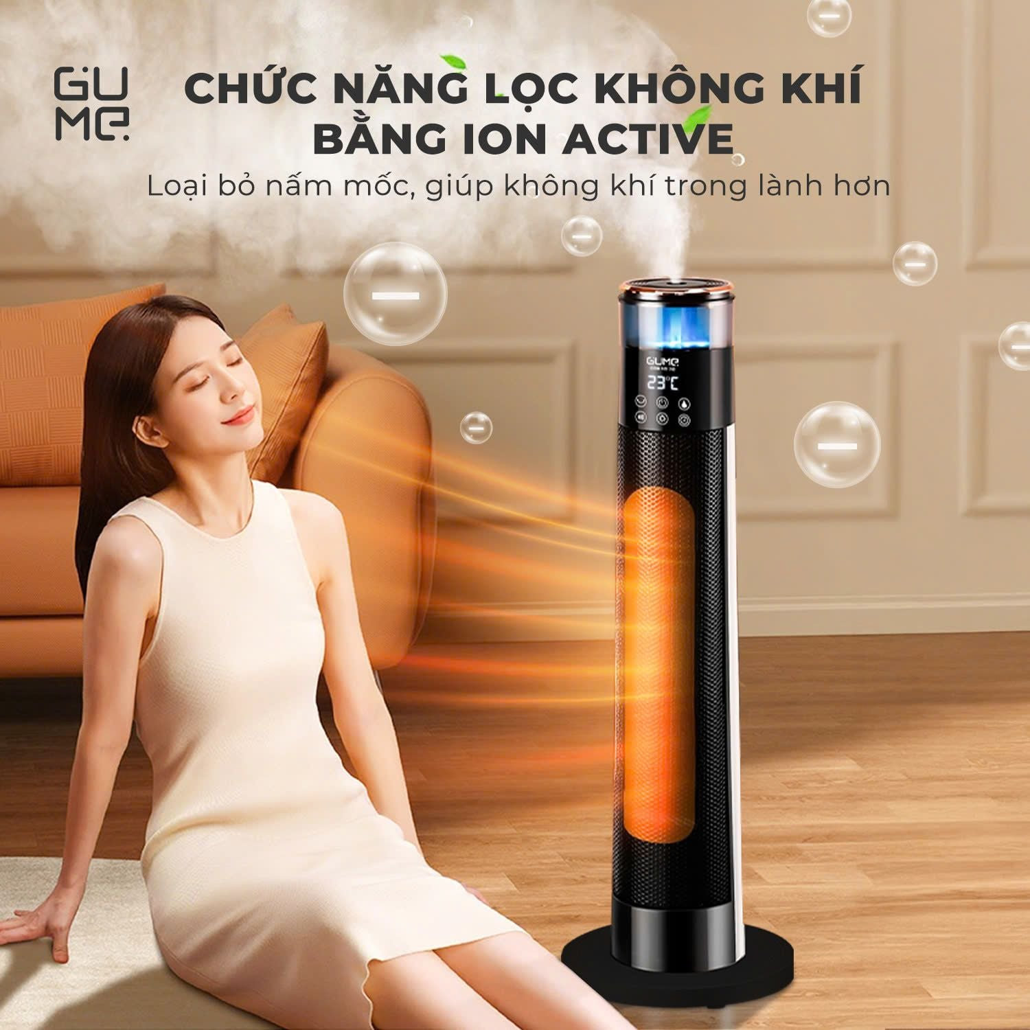 Máy sưởi gốm kèm bù ẩm thông minh ra lệnh bằng giọng nói thương hiệu Hàn Quóc GM-S2558 - Bảo hành 12 tháng - Hàng chính hãng