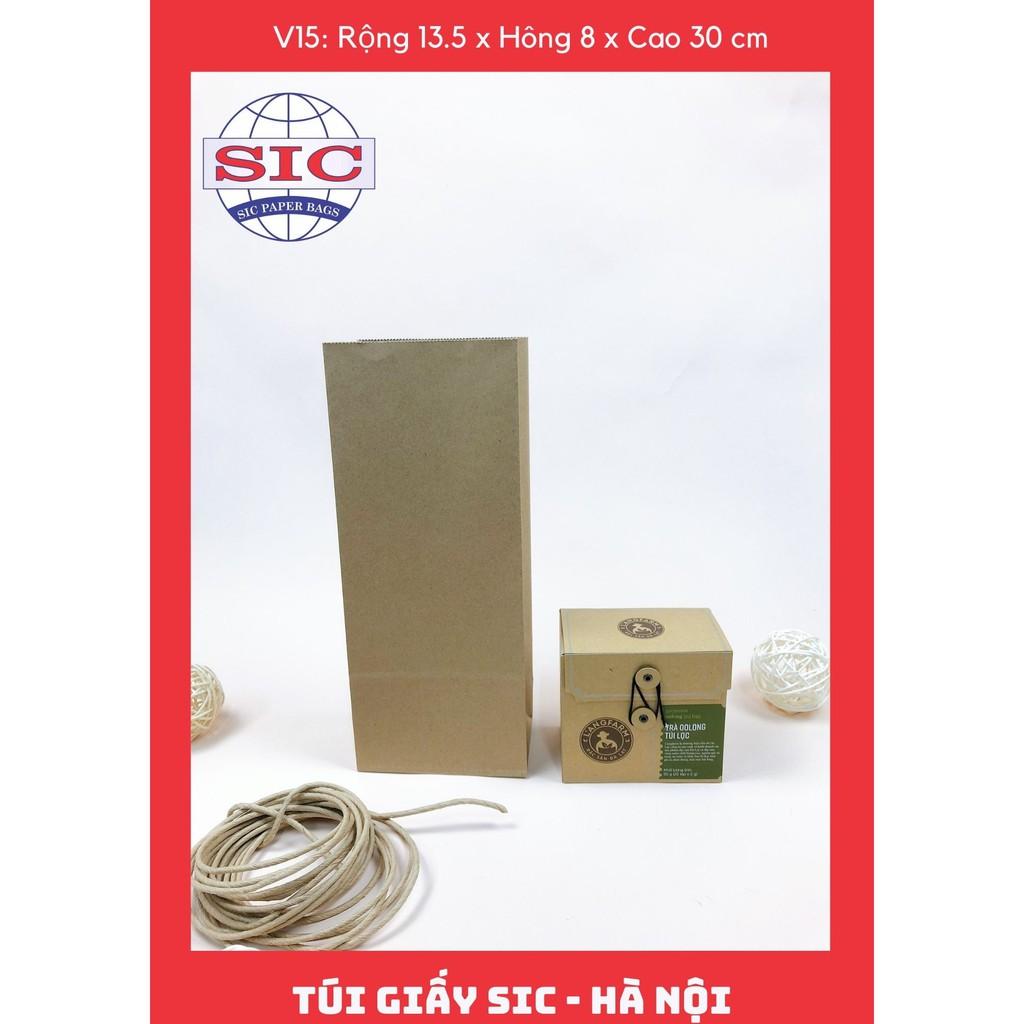 10 CHIẾC TÚI GIẤY KRAFT V15: 13.5x8x33 MÀU NÂU KHÔNG QUAI