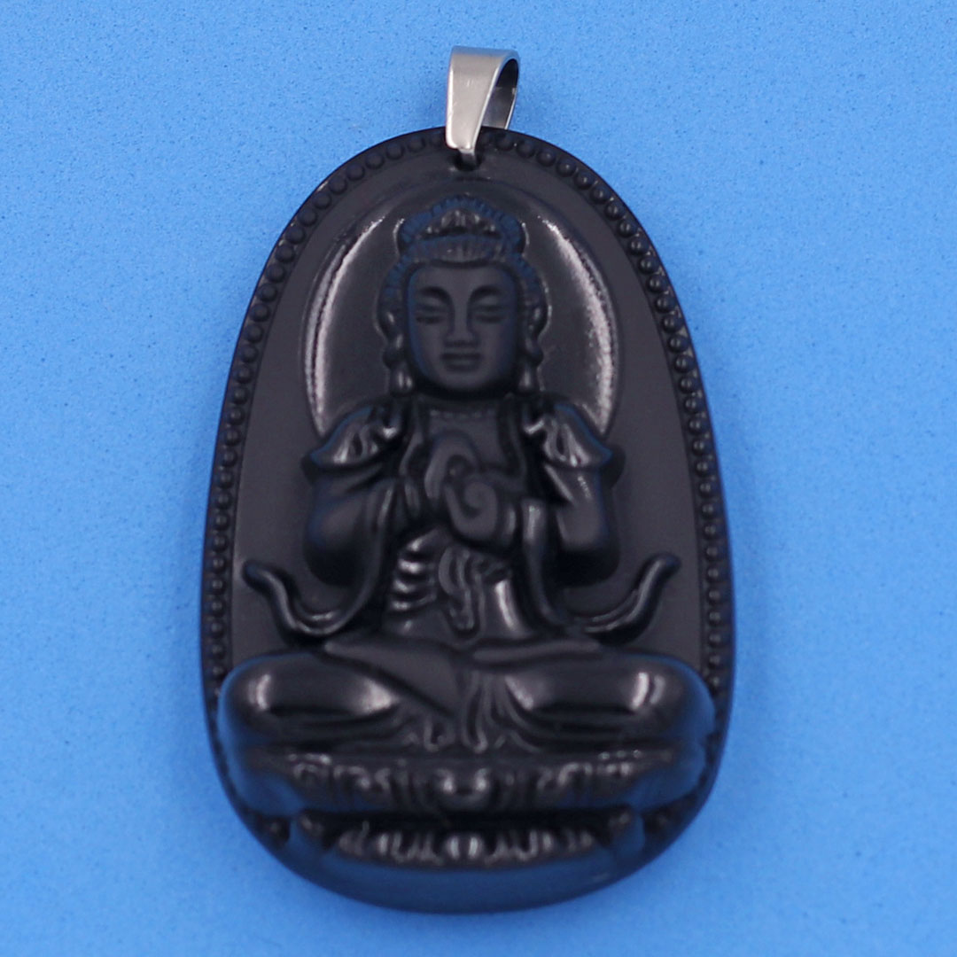Mặt Phật - Đại nhật như lai - thạch anh đen 6cm MTES5 - tuổi Mùi và tuổi Thân