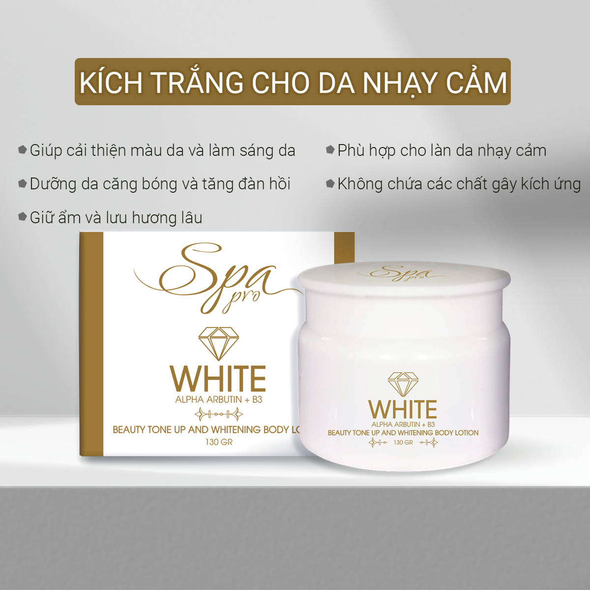 Dưỡng Thể Trắng Da Nâng Tông Body Dành Cho Da Nhạy Cảm SPA PRO (130g)