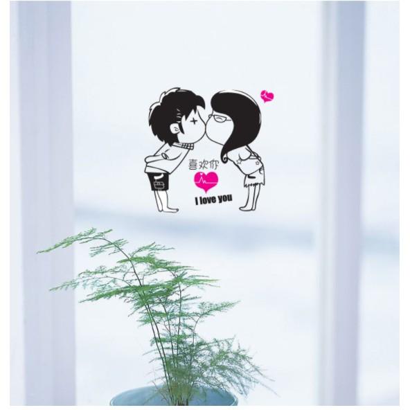 Decal dán tường Cặp đôi yêu nhau mẫu mới