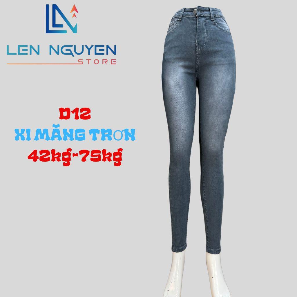 D12_Quần jean nữ, dài, lưng cao, quần bò nữ dáng ôm, quần rin nữ có big size, cho 42kg đến 75kg,LEN NGUYEN STORE - Xanh Đậm