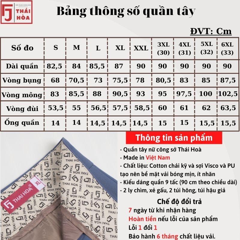 Quần tây nữ Thái Hoà công sở 9 tấc đẹp bigsize vải mềm nhiều màu trơn 2C691