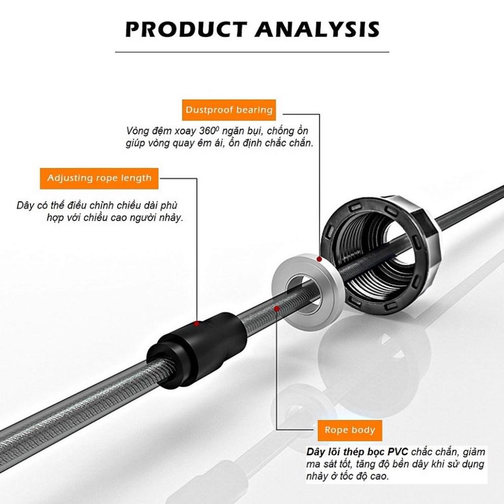 Dây Nhảy Thể Lực Tập Thể Dục Thể Thao Giảm Cân Lõi Thép Cao Cấp 2,7m