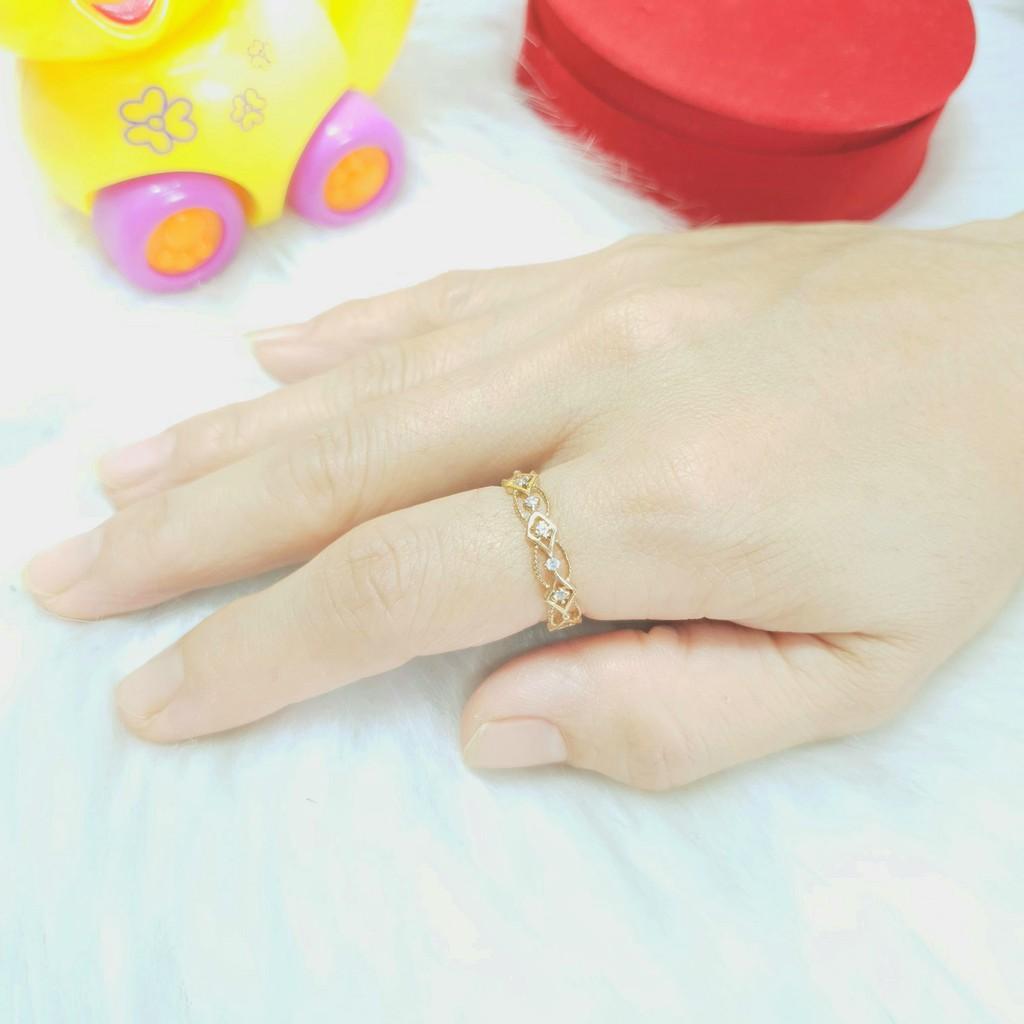 Nhẫn kiểu xoăn đính đá vàng vonfram cao cấp- Dùng vĩnh viễn không phai màu