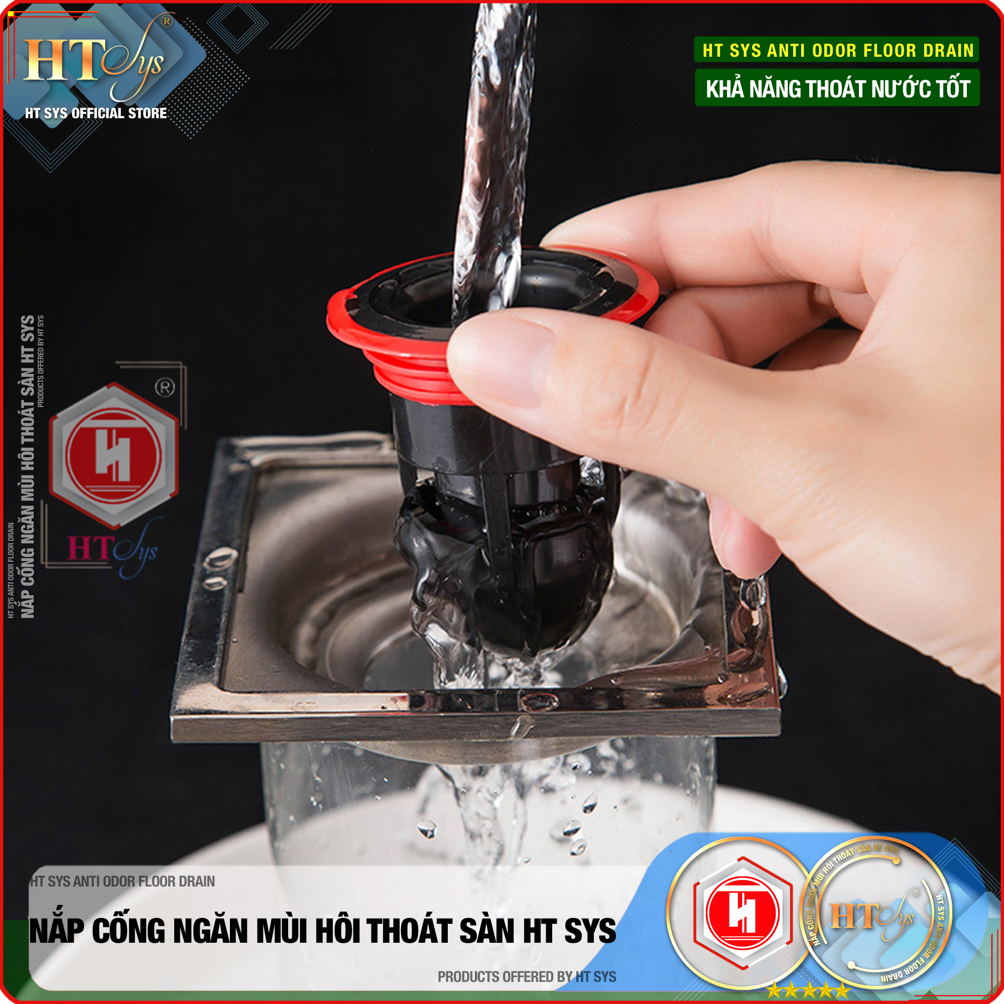 Phụ kiện ngăn mùi cống thoát nước nhà tắm - HT SYS - Ngăn mùi hôi - Ngăn nước trào ngược - Ngăn côn trùng xâm nhập
