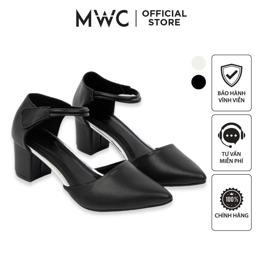 Giày MWC 4285 - Giày Sandal Cao Gót Đế Vuông 5cm, Cao Gót Bít Gót Mũi Nhọn Quai Hậu Thời Thượng