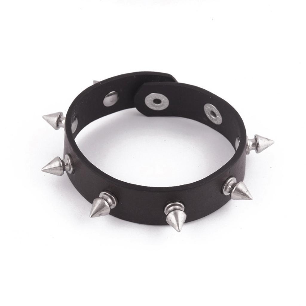 Punk Rock Rivet Stud Leather Bangle Bracelet Wristband Cuff Women Men