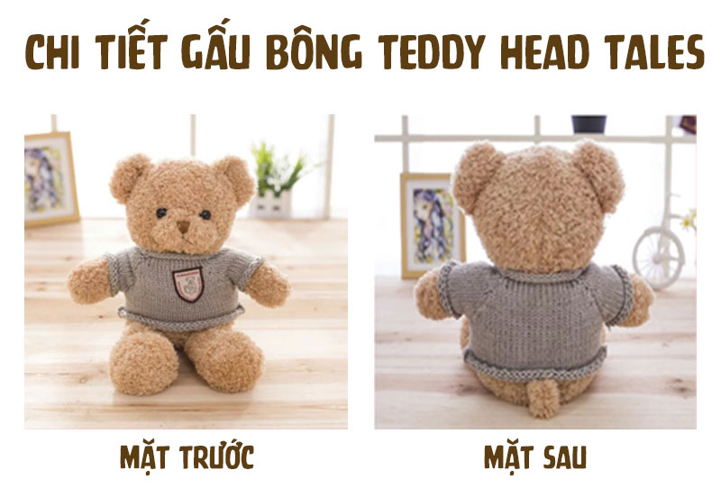 Gấu bông Teddy Head Tales cao cấp - Đồ chơi thú nhồi bông Teddy Head Tales, Chất liệu Bông gòn PP 3D tinh khiết mềm mịn, đàn hồi đa chiều, bền đẹp, an toàn cho người sử dụng
