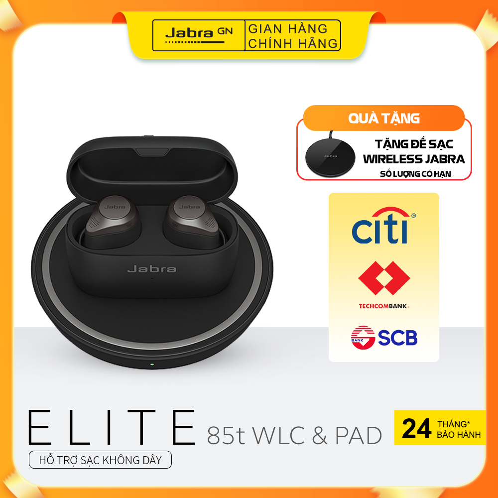 Tai Nghe Bluetooth True Wireless Jabra Elite 85T Tặng Kèm Đế Sạc Không Dây Wireless Charging Pad HÀNG CHÍNH HÃNG