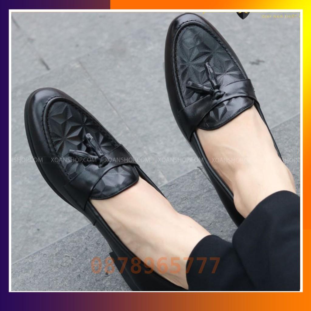 Giày Da Nam Công Sở Giá Rẻ Dập Vân 3D Thời Trang Mã G012 Có Chuông
