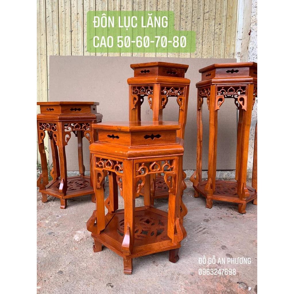 Đôn lục giác gỗ hương mặt 30cm cao 40/50/60/70/80cm