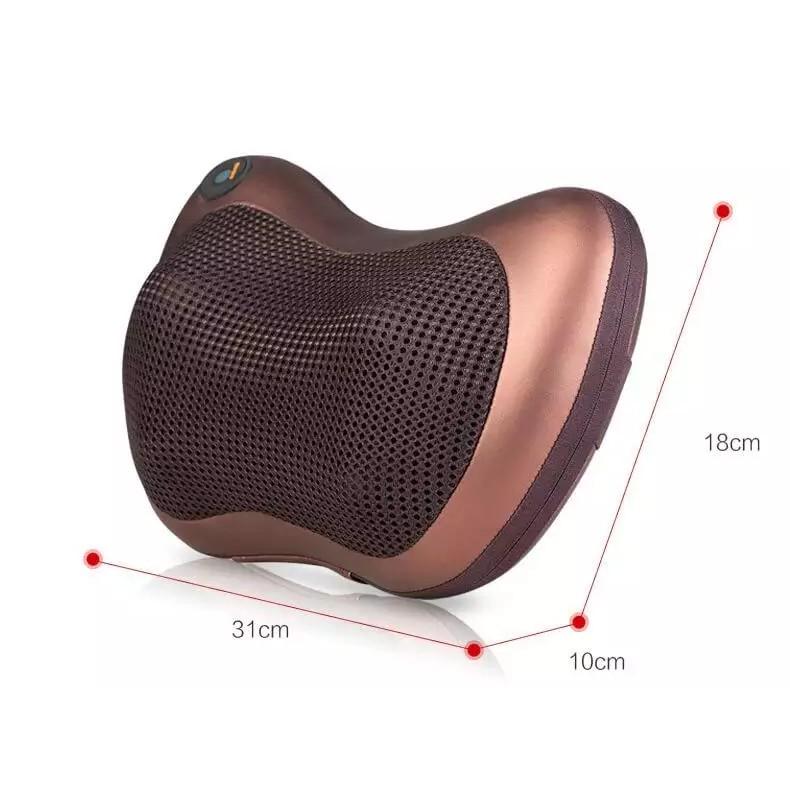 Gối mát-xa hồng ngoại Massage Pillow nâu 8 bi nhật bản + Tặng máy mát xa cá heo cao cấp