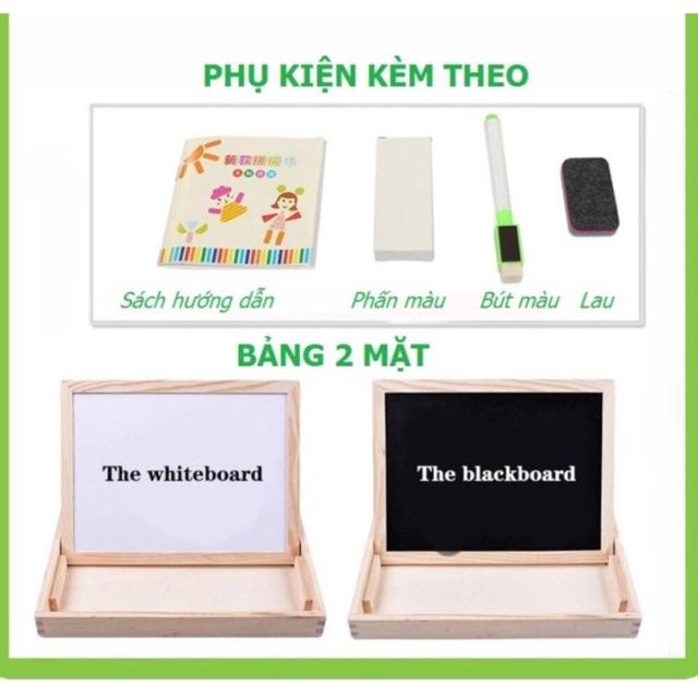 Bảng Gỗ Nam Châm Ghép Hình 2 mặt cho bé