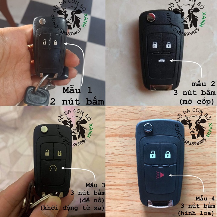 Bao da chìa khóa dành cho Chevrolet Cruze, Aveo, Trailblazer, Colorado, Spark, Orlando handmade da thật 001