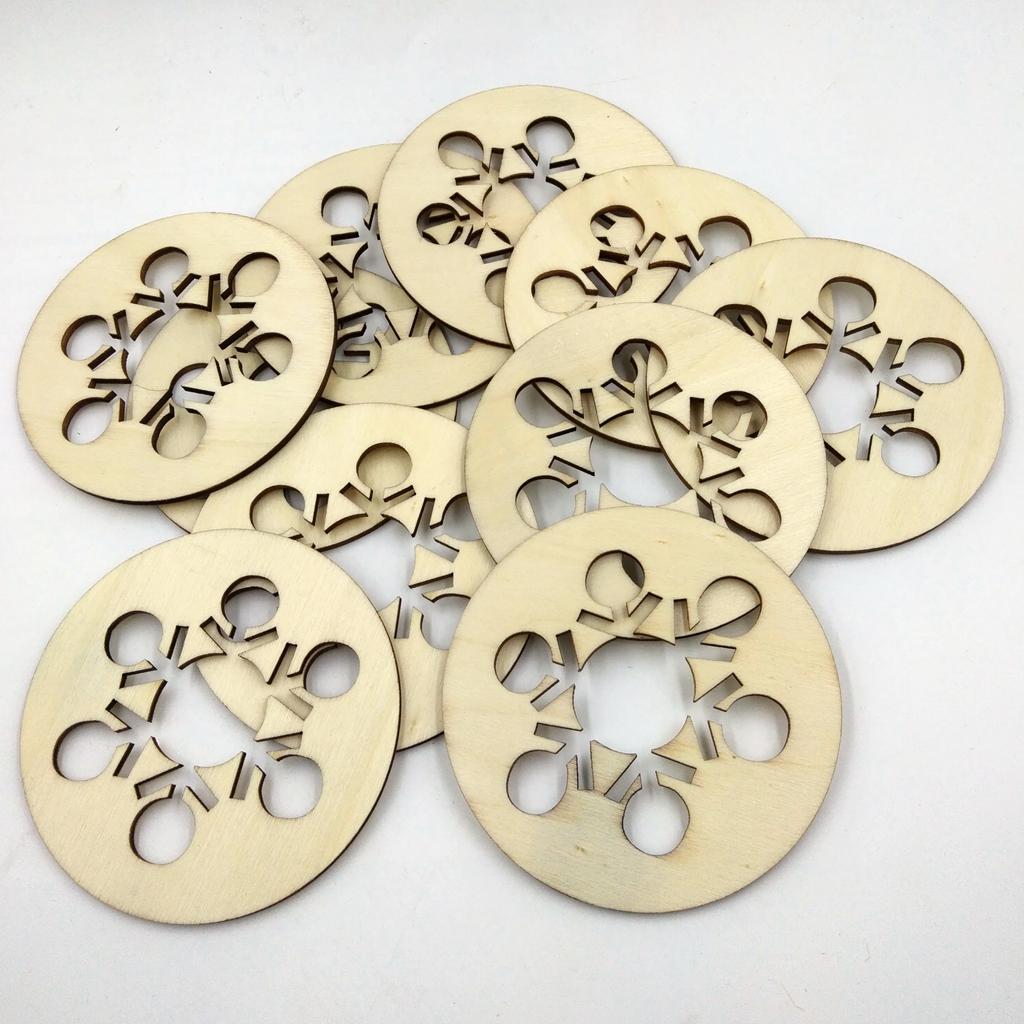 10Pcs/lot Hollow Snowflake Wooden Pieces Embellishments Wood Slices Arts Crafts