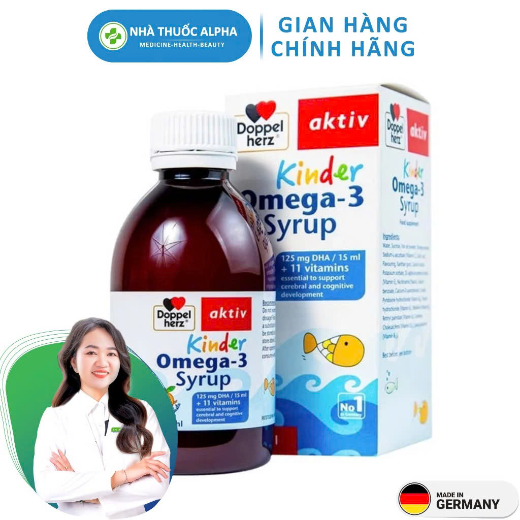 Siro omega 3 hỗ trợ phát triển não bộ và thị lực cho bé Doppelherz Kinder Omega-3 Syrup 250ml