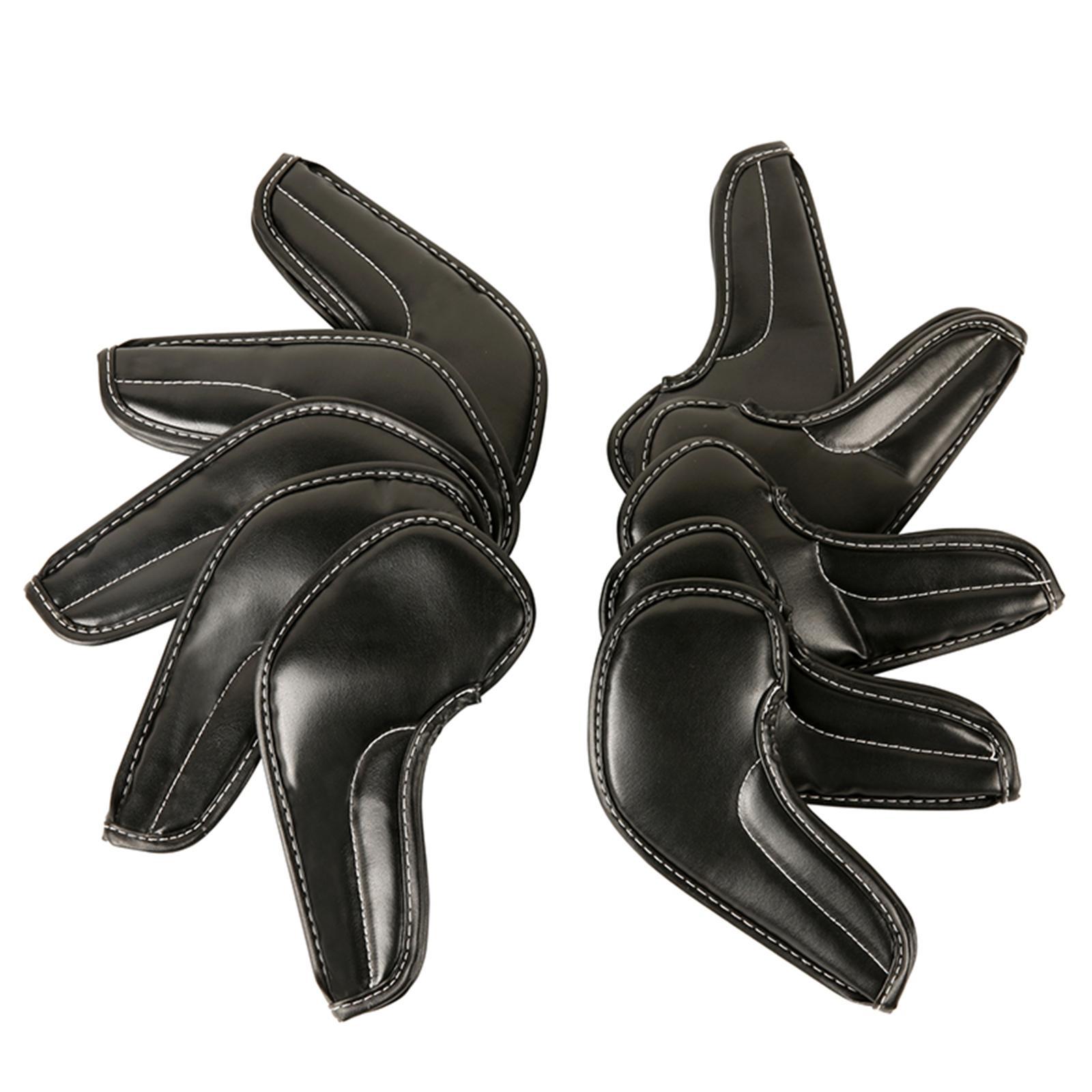 10Pcs PU Golf Iron Covers Set Golf Club Head Cover Training Equipment Sticky
