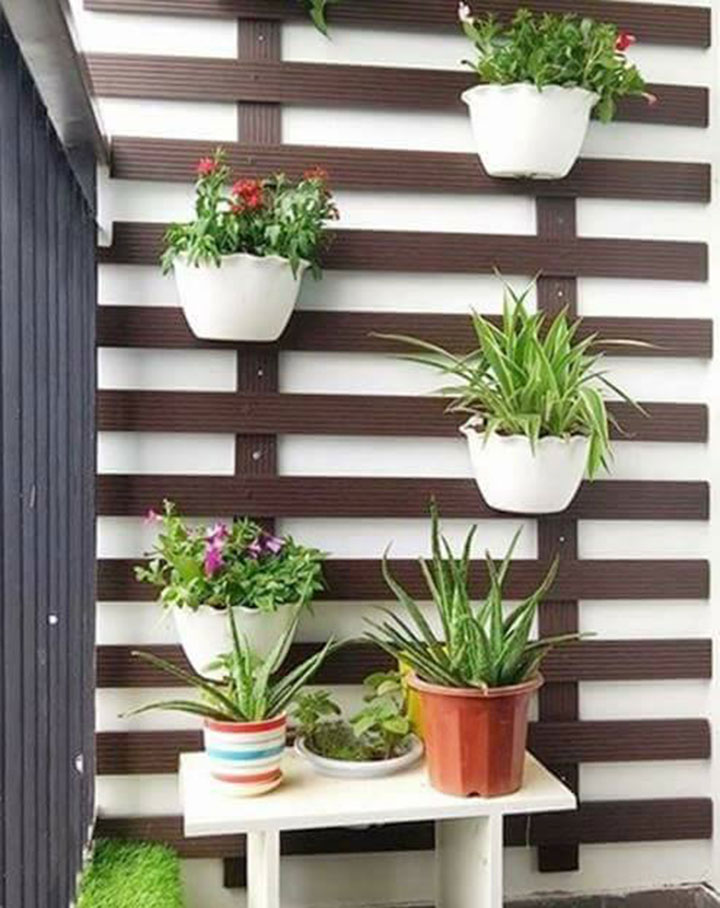 10 chậu hoa ốp tường viền tim - màu trắng