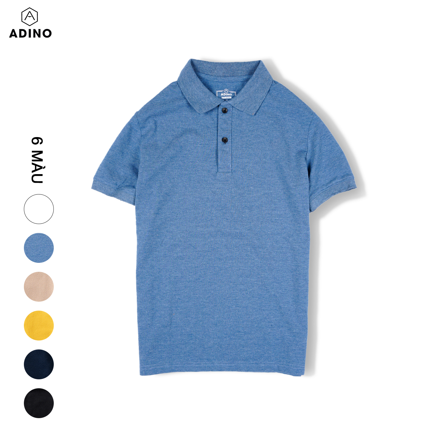 Áo polo nam ADINO màu xanh bích vải cotton co giãn thiết kế basic trẻ trung PL50