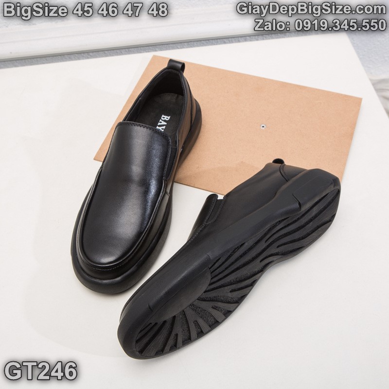 Giày da công sở, giày tây lười mũi tròn cỡ lớn 45 46 47 48 nam cao to chân ú bè. Big size leather shoes for wide feet