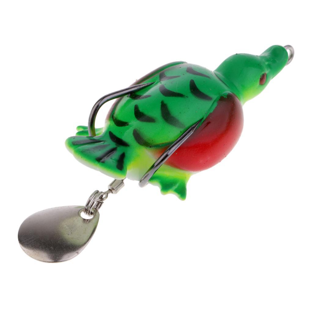 2pcs Plastic Fishing Lure Bait Life-like Duck Spoon Lures Hook Baits Tackle Green, Yellow