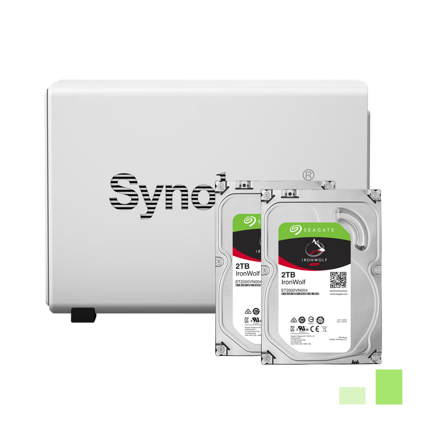 Combo Thiết bị lưu trữ mạng NAS Synology DS220J + 2HDD Seagate 2TB Ironwolf - Hàng chính hãng 100%