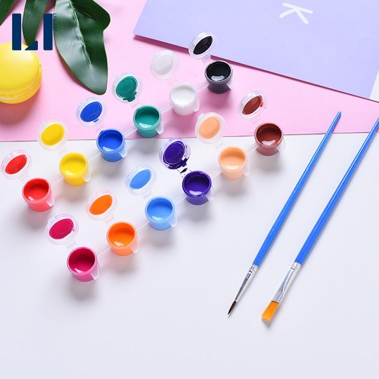 Bộ 8/12 màu acrylic 2ml /3m tặng kèm cọ vẽ. Màu vẽ acrylic chuyên dụng vẽ tranh, quần áo, giày, vẽ đất sét,…
