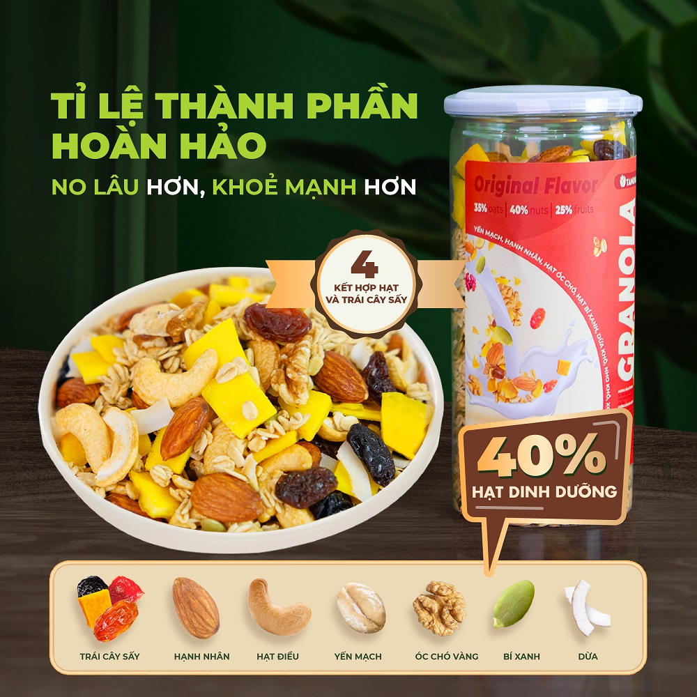 Hình ảnh Granola siêu hạt 35% yến mạch TANU NUTS hũ 500g, ngũ cốc granola ăn kiêng giảm cân dinh dưỡng