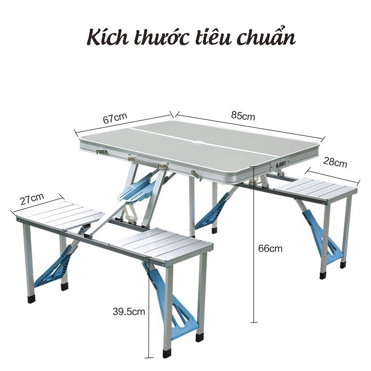 Bộ bàn ghế xếp du lịch xách tay, bộ bàn ghế nhôm dã ngoại picnic, ghế cắm trại