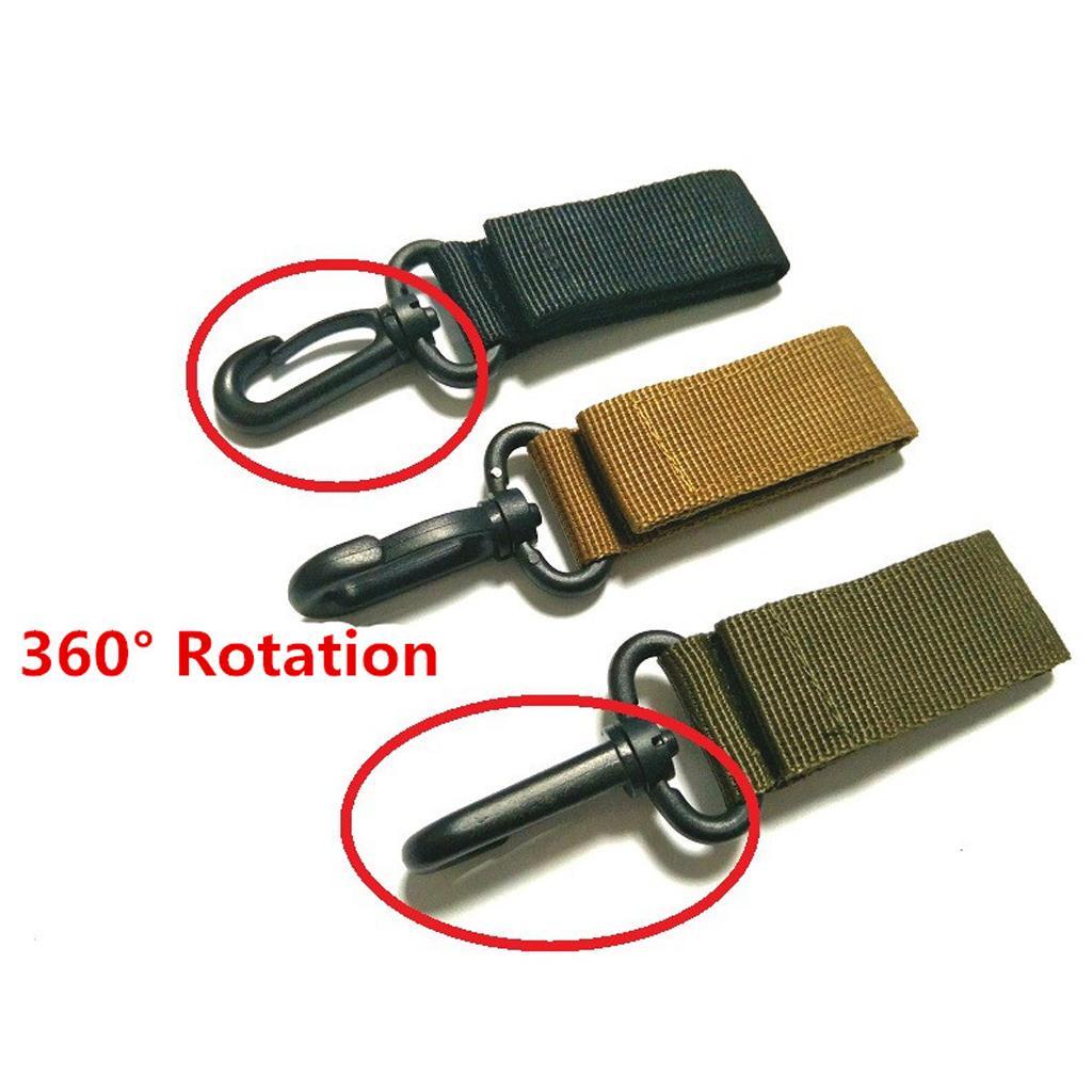 2-7pack Nylon Key Hook Webbing Molle Buckle Hanging Belt Carabiner Clip Khaki